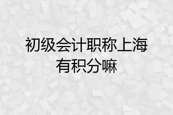 初级会计职称上海有积分嘛