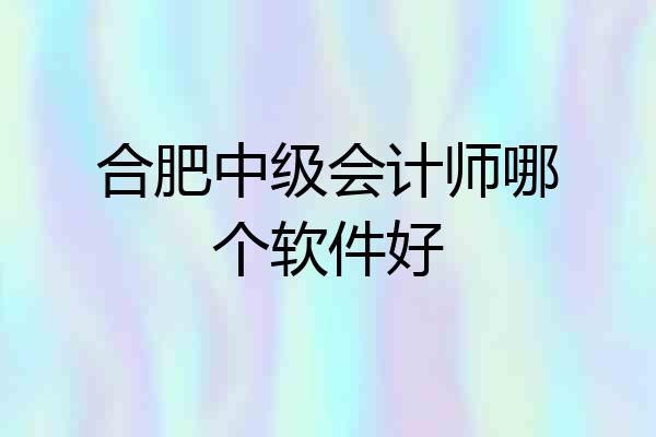 合肥中级会计师哪个软件好