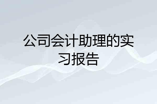 公司会计助理的实习报告