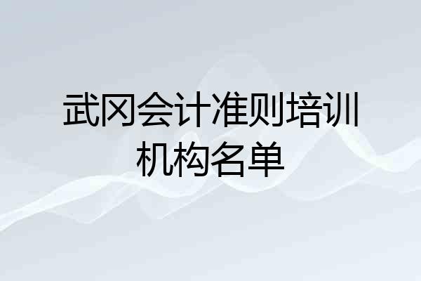 武冈会计准则培训机构名单