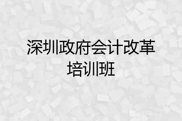 深圳政府会计改革培训班