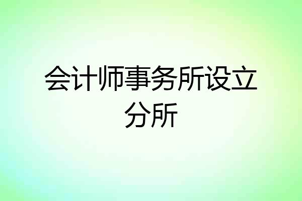 会计师事务所设立分所