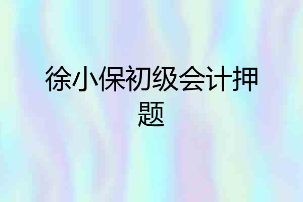 徐小保初级会计押题