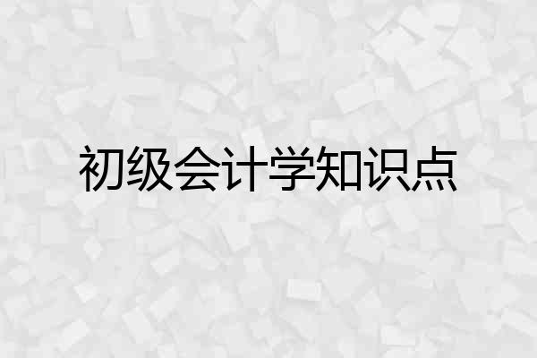 初级会计学知识点