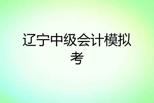 辽宁中级会计模拟考