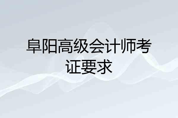 阜阳高级会计师考证要求