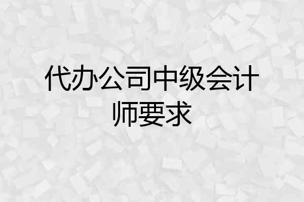 代办公司中级会计师要求