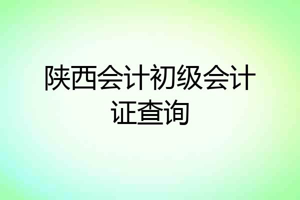 陕西会计初级会计证查询