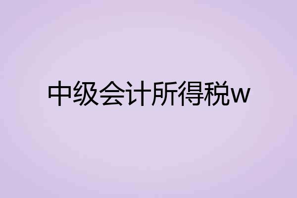 中级会计所得税w