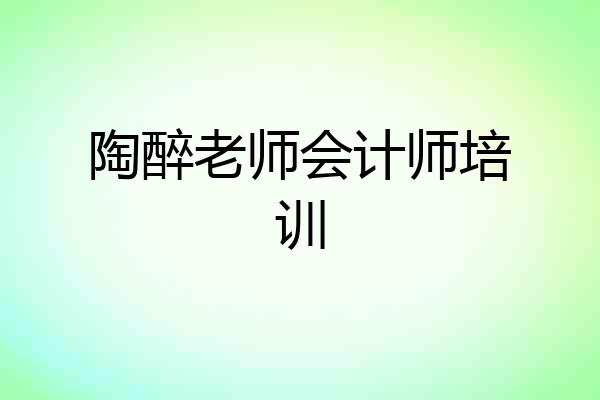 陶醉老师会计师培训