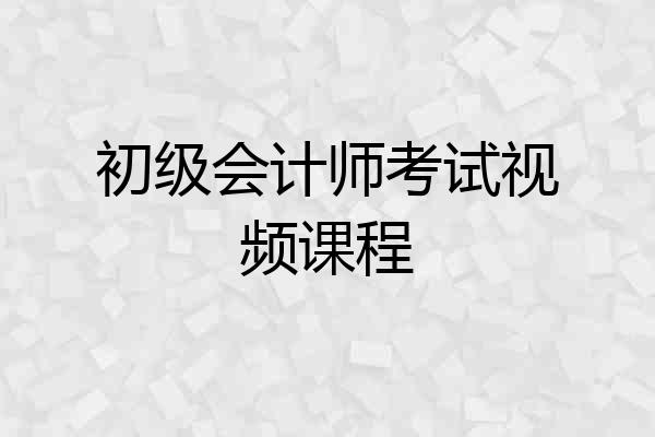 初级会计师考试视频课程