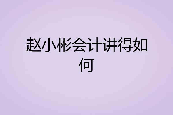 赵小彬会计讲得如何