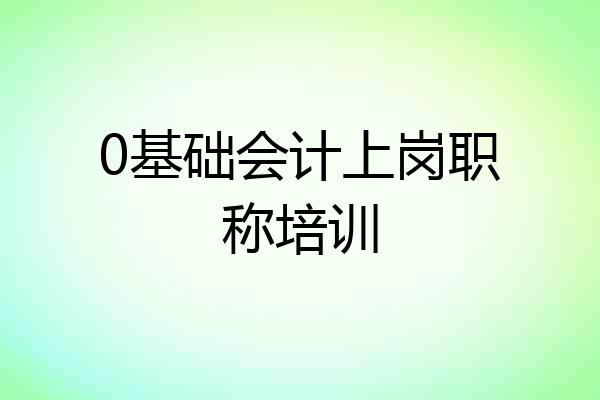 0基础会计上岗职称培训