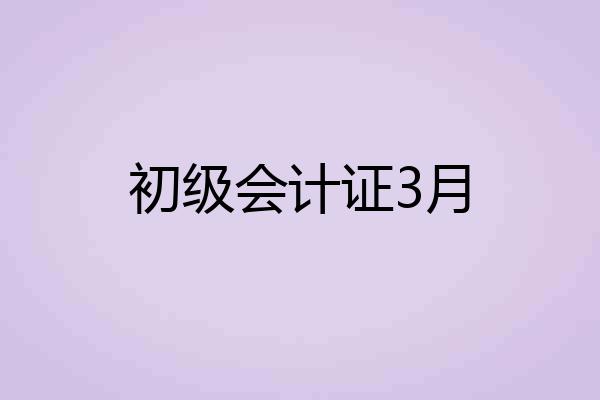 初级会计证3月