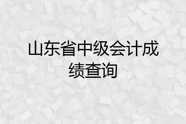山东省中级会计成绩查询