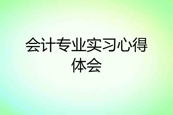 会计专业实习心得体会