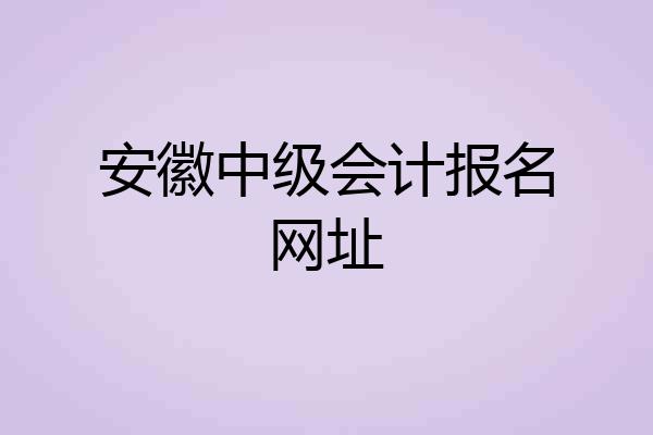 安徽中级会计报名网址
