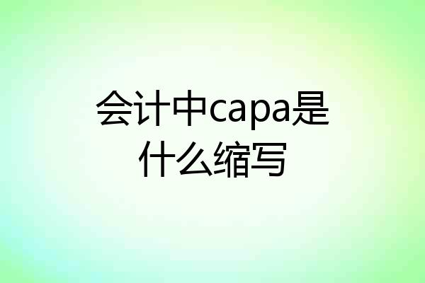 会计中capa是什么缩写