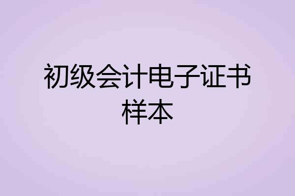 初级会计电子证书样本