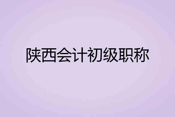 陕西会计初级职称