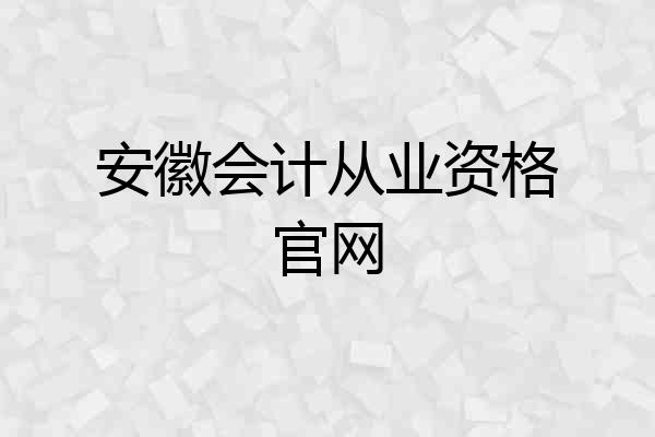 安徽会计从业资格官网