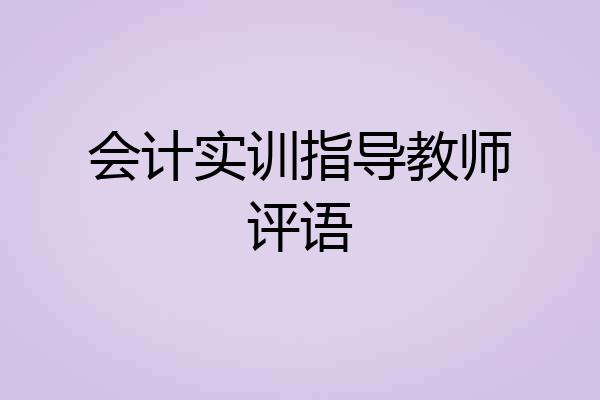 会计实训指导教师评语