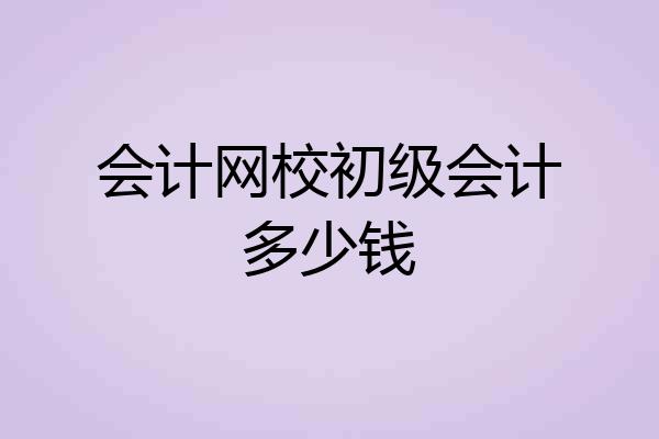 会计网校初级会计多少钱
