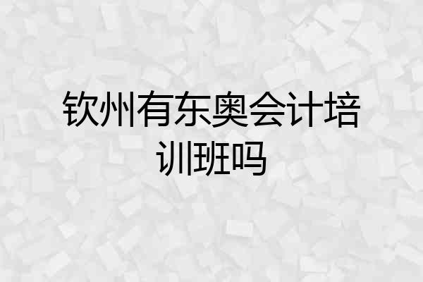钦州有东奥会计培训班吗