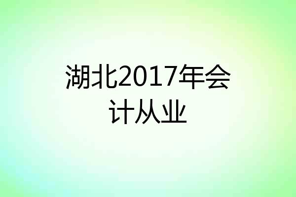 湖北2017年会计从业