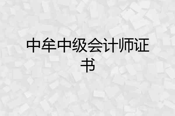 中牟中级会计师证书