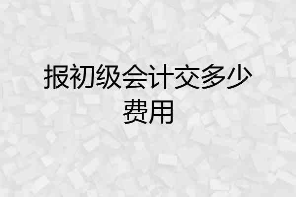 报初级会计交多少费用
