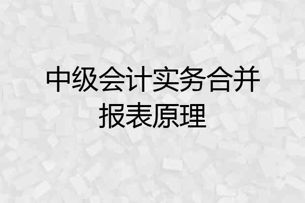 中级会计实务合并报表原理