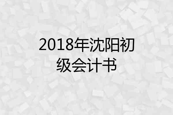 2018年沈阳初级会计书