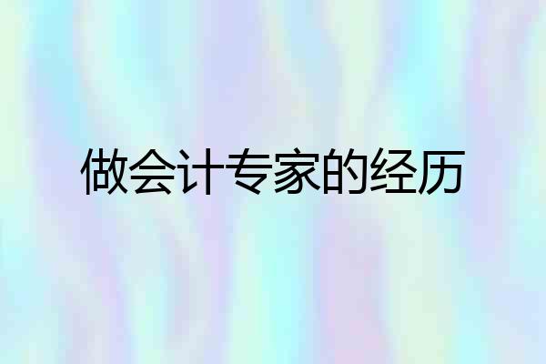 做会计专家的经历