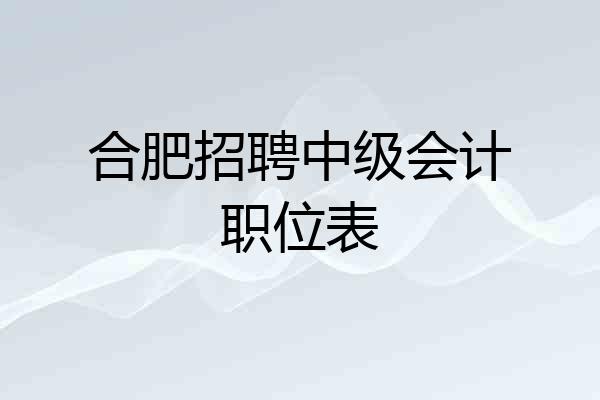 合肥招聘中级会计职位表