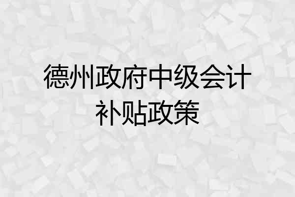 德州政府中级会计补贴政策