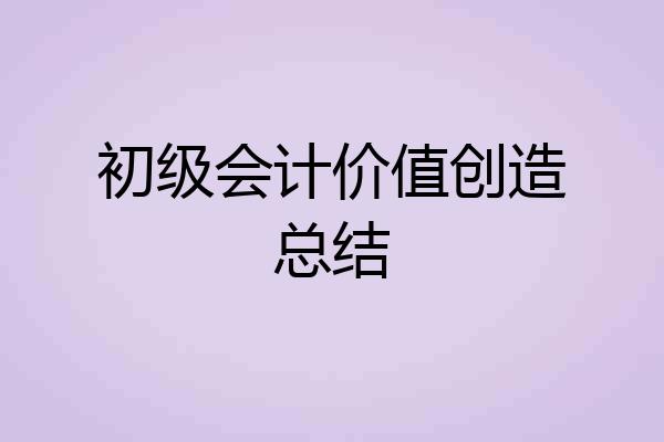 初级会计价值创造总结