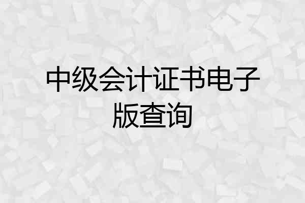 中级会计证书电子版查询
