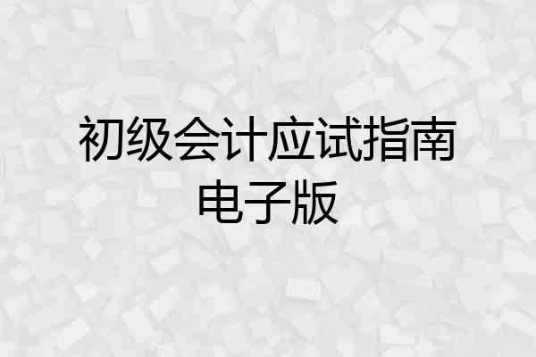 初级会计应试指南电子版