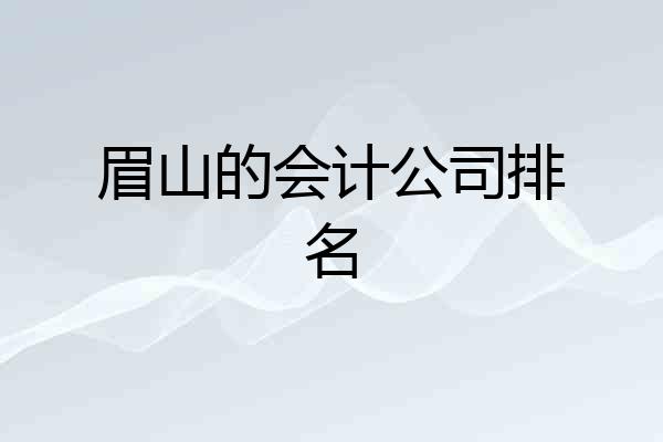 眉山的会计公司排名
