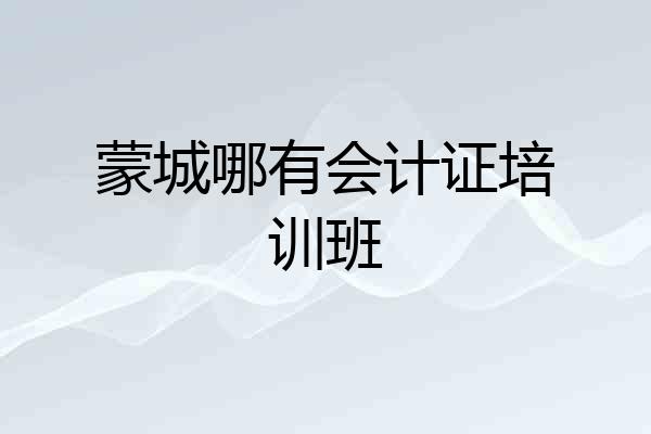 蒙城哪有会计证培训班