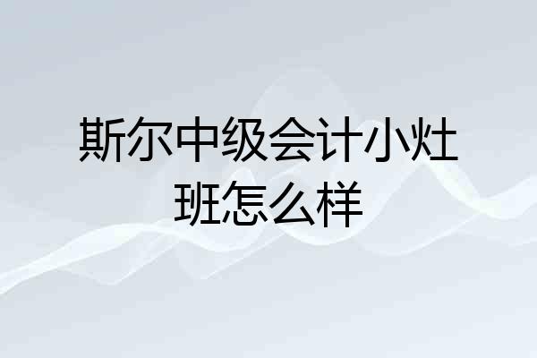 斯尔中级会计小灶班怎么样