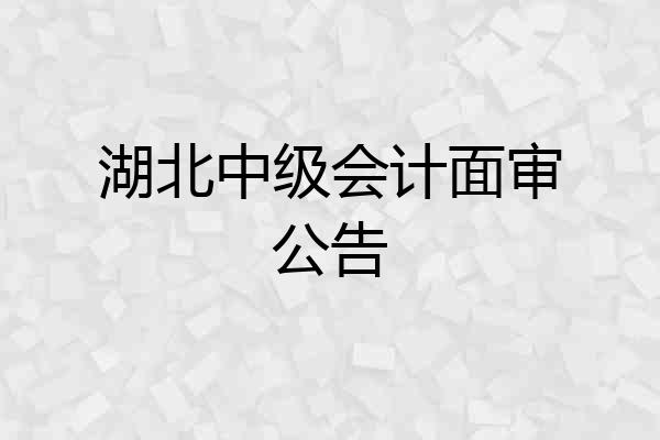 湖北中级会计面审公告