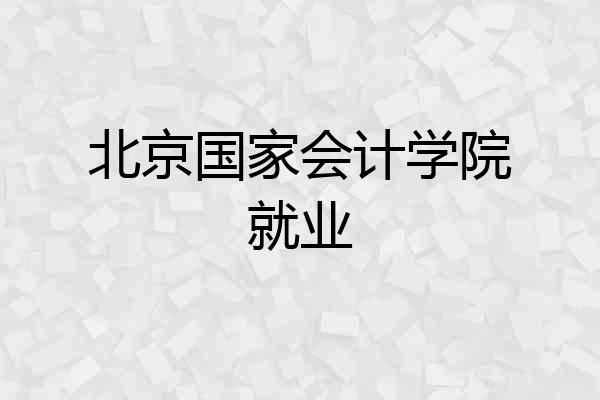 北京国家会计学院就业