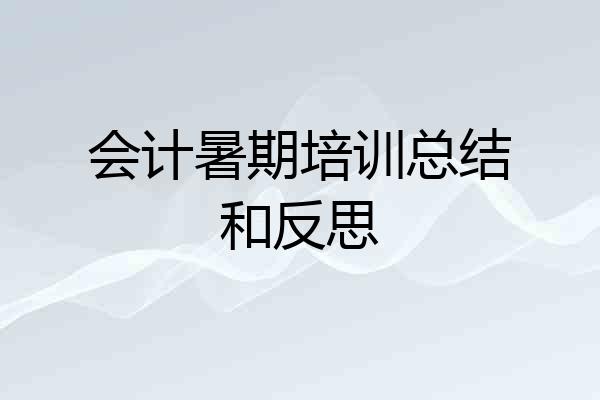会计暑期培训总结和反思