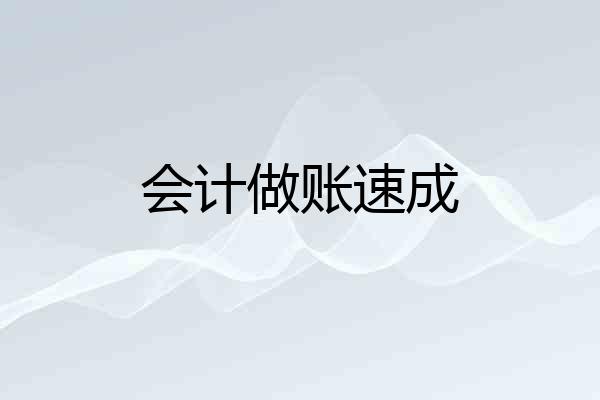 会计做账速成