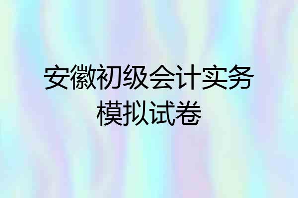 安徽初级会计实务模拟试卷