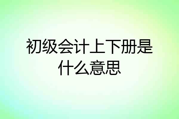 初级会计上下册是什么意思