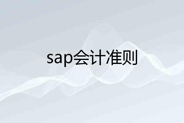 sap会计准则