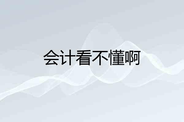 会计看不懂啊